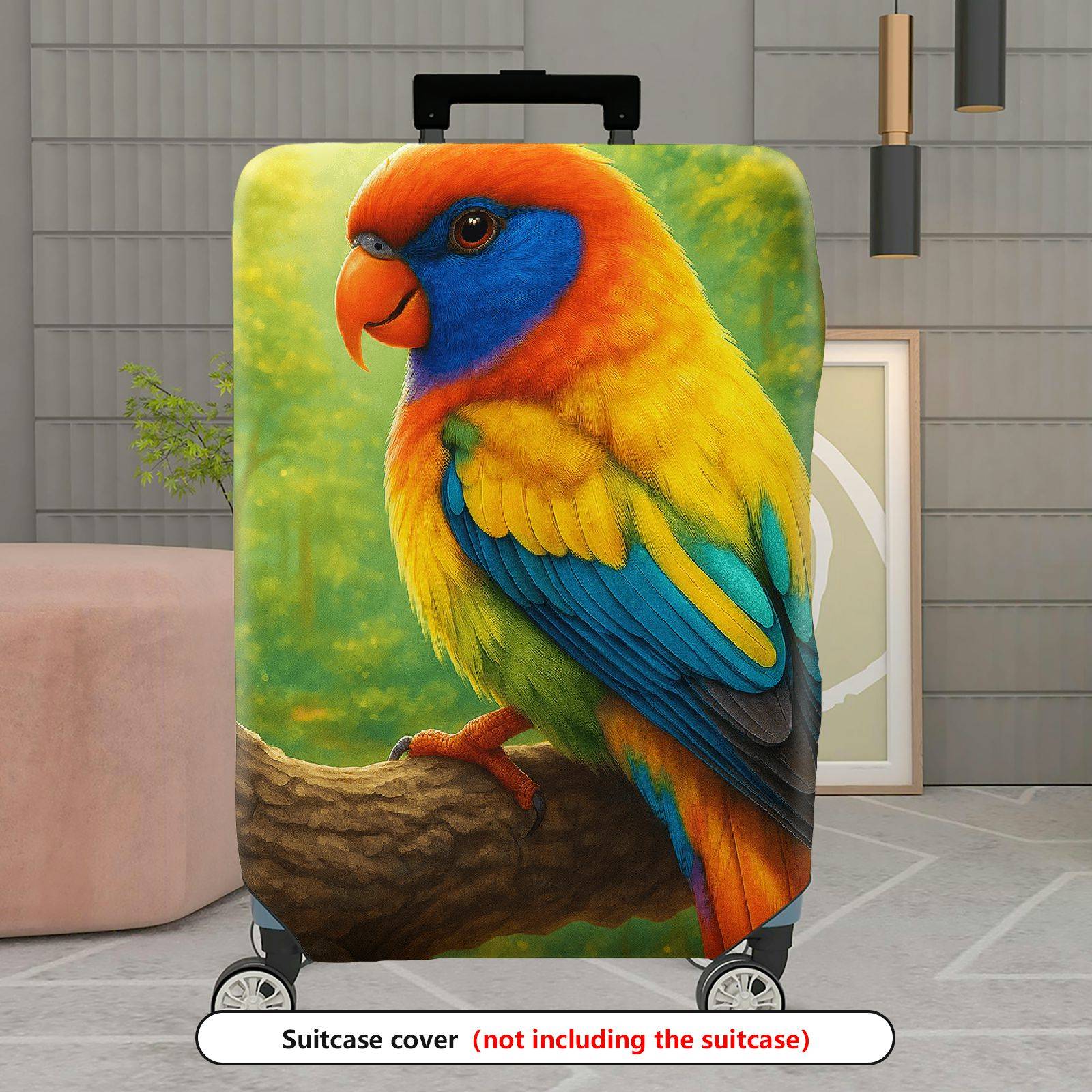 1-Piece Colorful Parrot Forest Artistic Vibrant Exotic  Suitcase Luggage Cover, Stretch Protective Sleeve