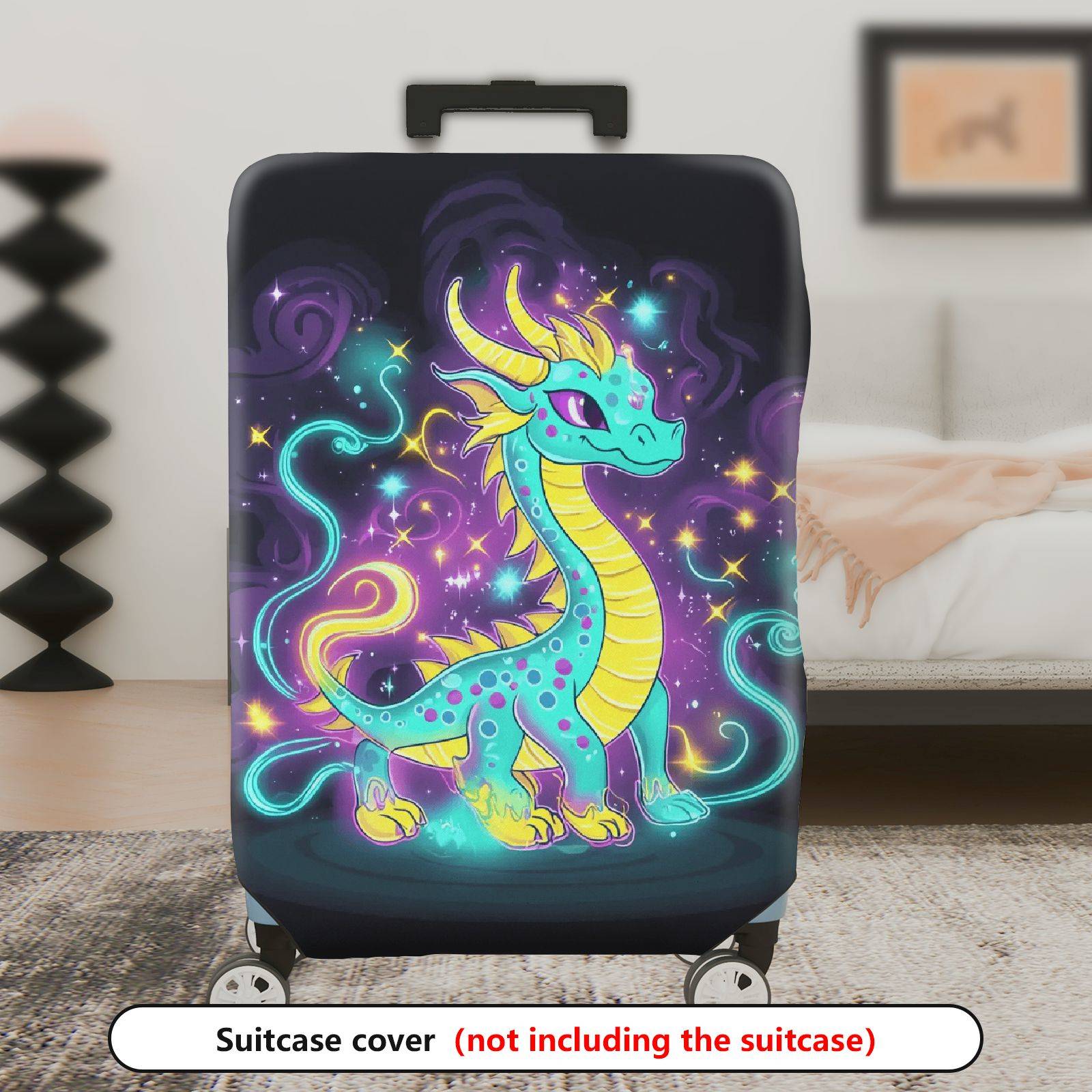 1-Piece Fantasy Dragon Starry Night Cosmic Colorful Magical  Suitcase Luggage Cover, Stretch Protective Sleeve