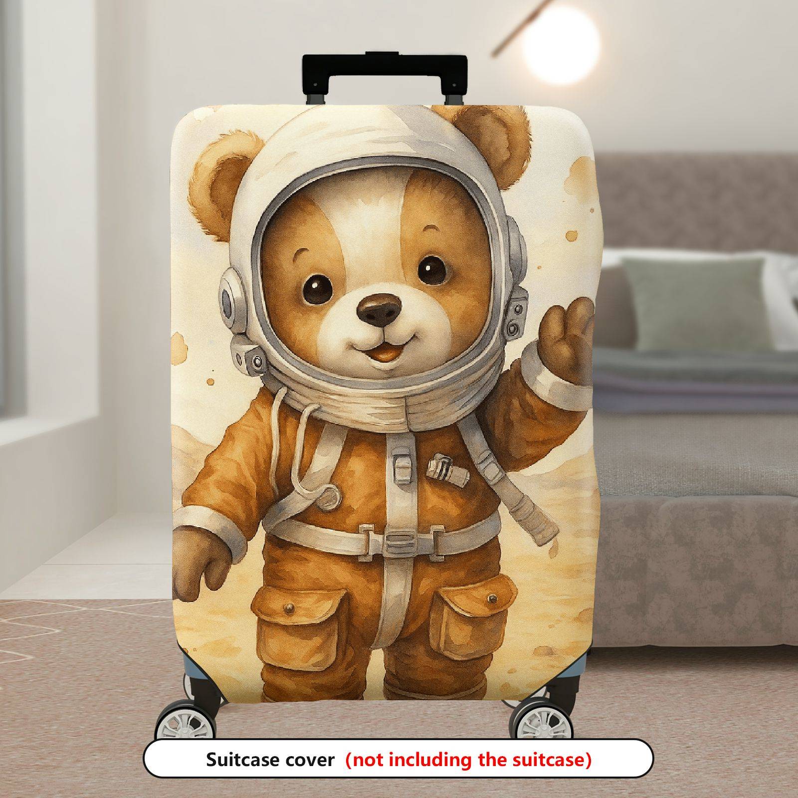 1-Piece Astronaut Bear  Travel Adventure Art  Suitcase Luggage Cover, Stretch Protective Sleeve