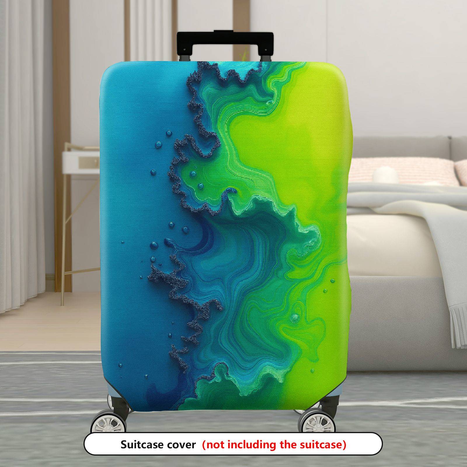 1-Piece Abstract Ocean Wave Fusion Colorful Vibrant Artistic  Suitcase Luggage Cover, Stretch Protective Sleeve