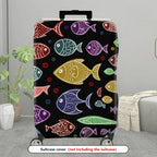 1-Piece Colorful Fish Pattern Ocean  Artistic Vibrant  Suitcase Luggage Cover, Stretch Protective Sleeve