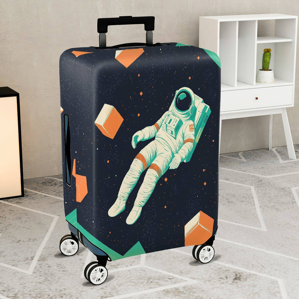 1-Piece Astronaut Space Galaxy Cosmic Floating Cubes  Suitcase Luggage Cover, Stretch Protective Sleeve