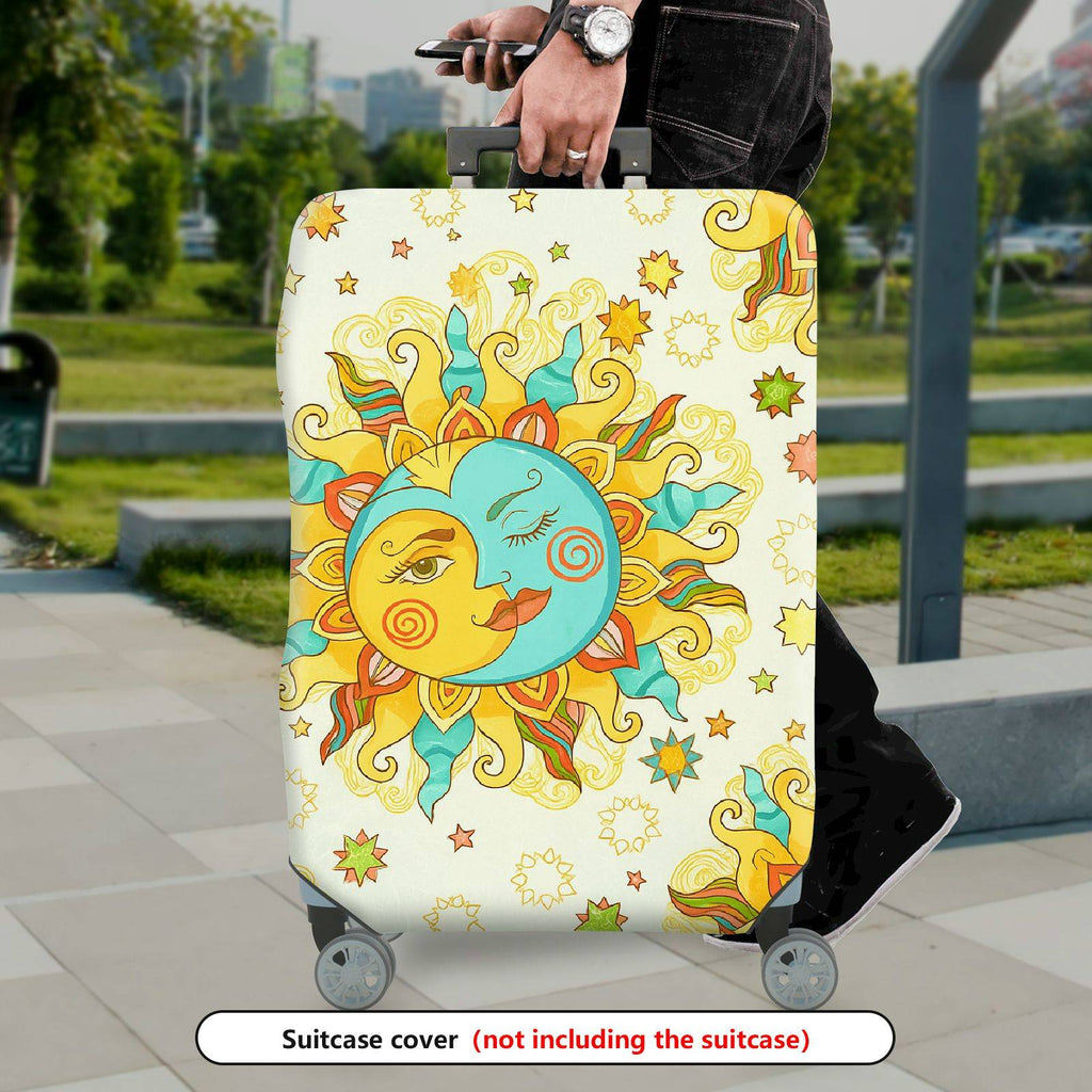 1-Piece Sun Moon Star Astrology Zodiac Abstract Artistic  Suitcase Luggage Cover, Stretch Protective Sleeve