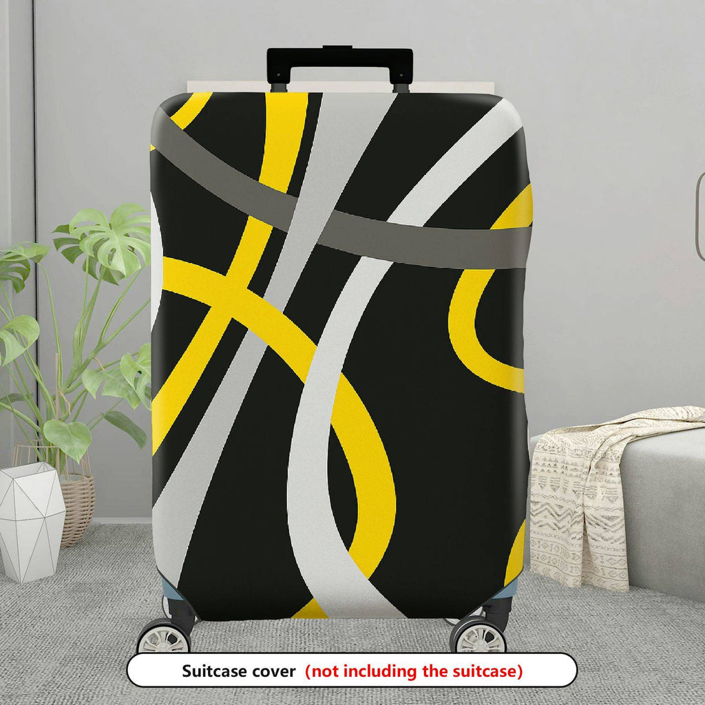 1-Piece Abstract Modern Geometric Artistic Black Yellow Gray  Suitcase Luggage Cover, Stretch Protective Sleeve