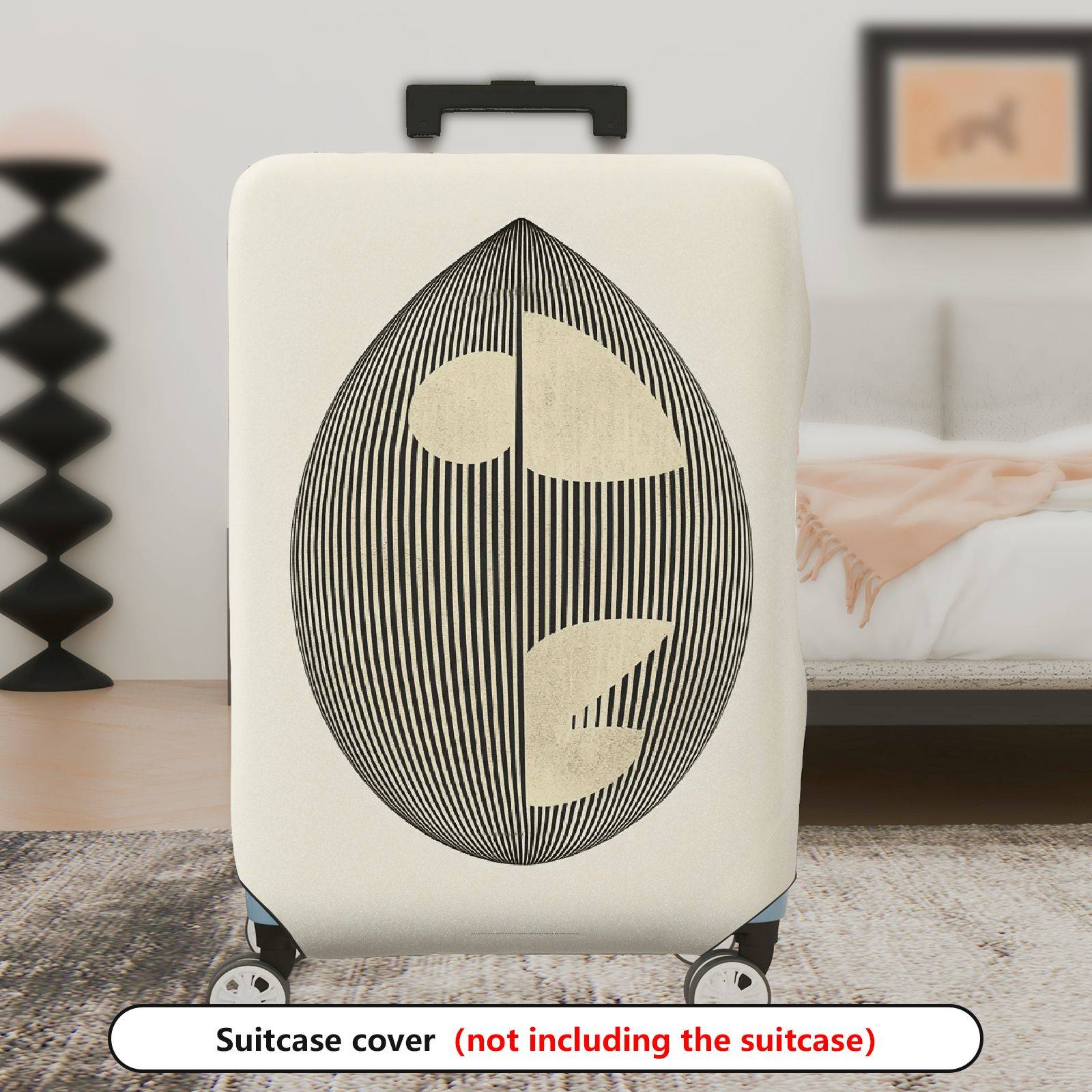 1-Piece Geometric Abstract Black White Minimalist Art Chic Modern  Suitcase Luggage Cover, Stretch Protective Sleeve