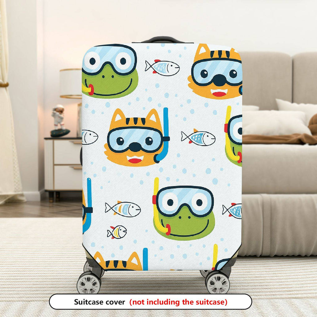 1-Piece Animal Fish Diving Water Fun Printed  Suitcase Luggage Cover, Stretch Protective Sleeve