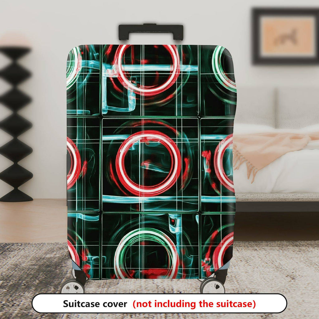 1-Piece Futuristic Geometric  Abstract Retro Modern  Suitcase Luggage Cover, Stretch Protective Sleeve