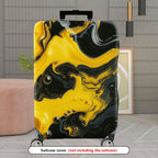 1-Piece Abstract Swirl Yellow Black Marble Art  Suitcase Luggage Cover, Stretch Protective Sleeve