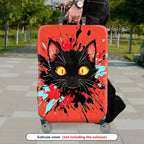 1-Piece Art Cat Splatter Red Black Yellow  Suitcase Luggage Cover, Stretch Protective Sleeve
