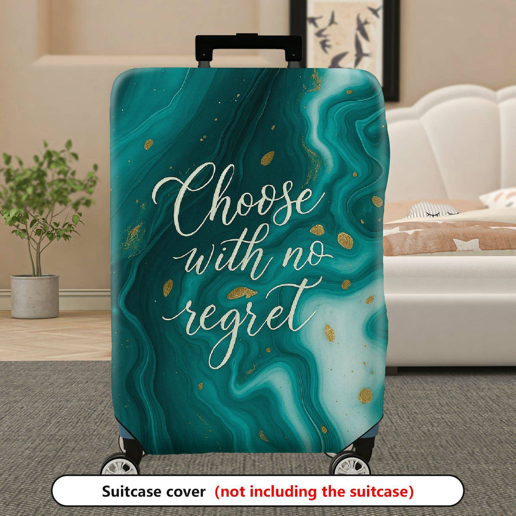 1-Piece Abstract Teal Gold Inspirational Artistic Motivational  Suitcase Luggage Cover, Stretch Protective Sleeve