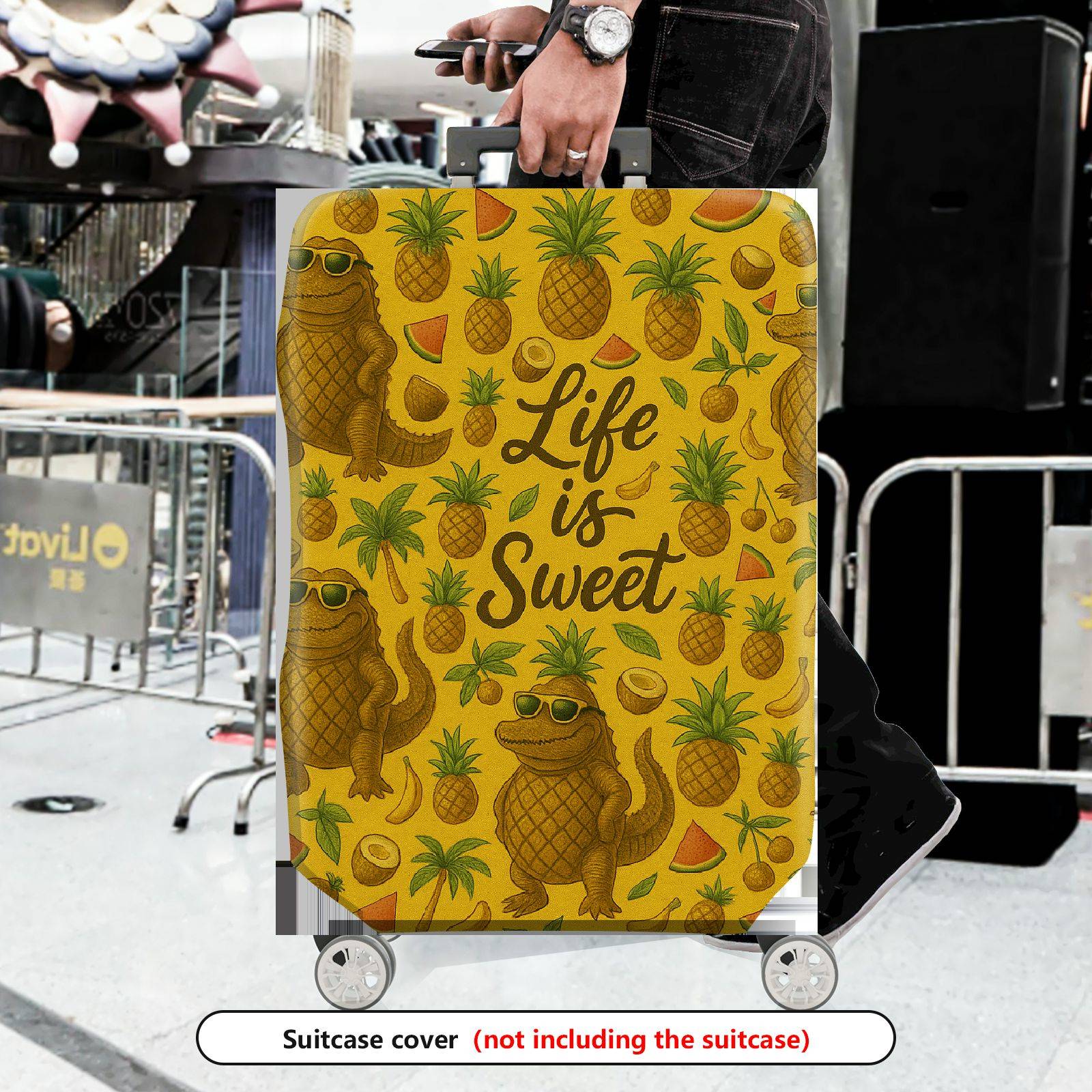 1-Piece Alligator Pineapple Tropical Fun Quote Sunglasses  Suitcase Luggage Cover, Stretch Protective Sleeve