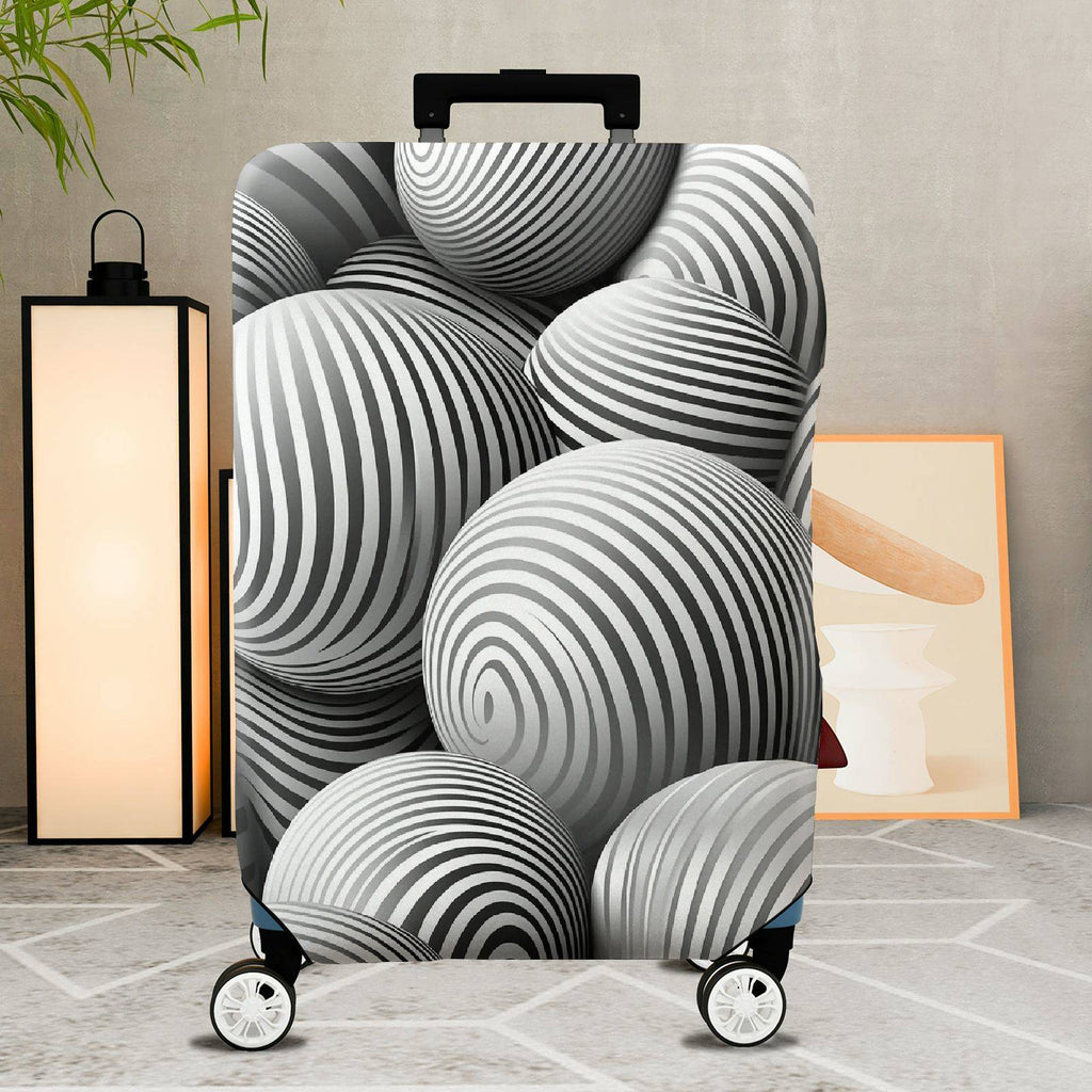 1-Piece Monochrome Striped Abstract Geometric Illusion Artistic  Suitcase Luggage Cover, Stretch Protective Sleeve