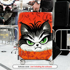 1-Piece Angry Cat  Orange Animal Art Floral  Suitcase Luggage Cover, Stretch Protective Sleeve