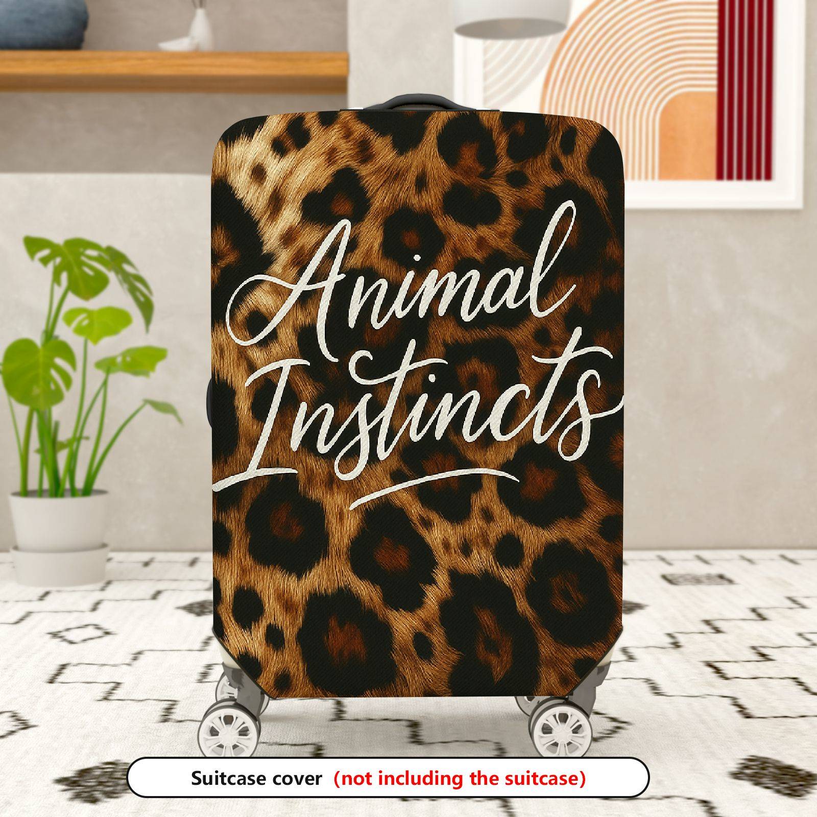 1-Piece Animal Instincts Leopard Print Wild Pattern Bold Style Travel  Suitcase Luggage Cover, Stretch Protective Sleeve