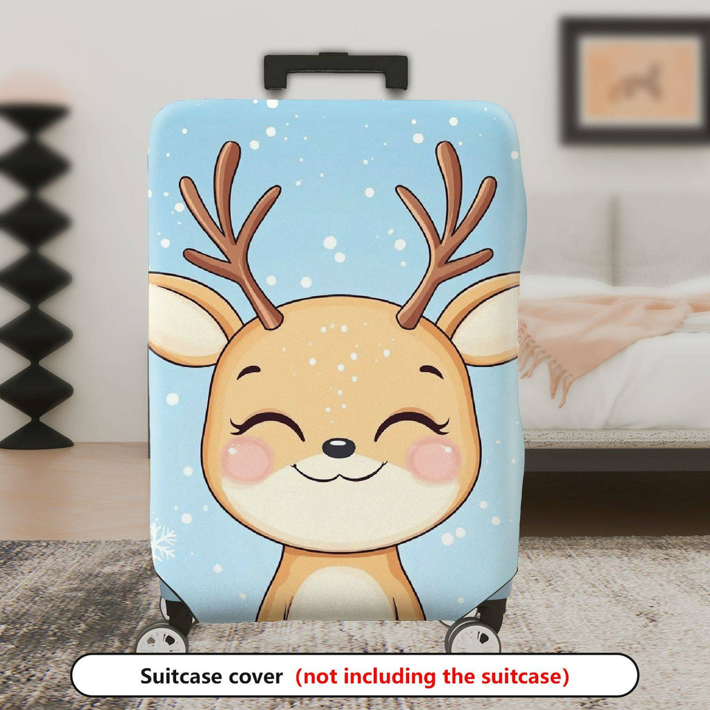 1-Piece Reindeer Snowflake Winter Holiday Cute Animal  Suitcase Luggage Cover, Stretch Protective Sleeve