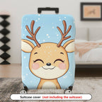 1-Piece Reindeer Snowflake Winter Holiday Cute Animal  Suitcase Luggage Cover, Stretch Protective Sleeve