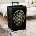 1-Piece Black Gold Geometric Flower Mandala  Suitcase Luggage Cover, Stretch Protective Sleeve
