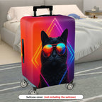 1-Piece Cat Sunglasses  Geometric Cool Trendy  Suitcase Luggage Cover, Stretch Protective Sleeve