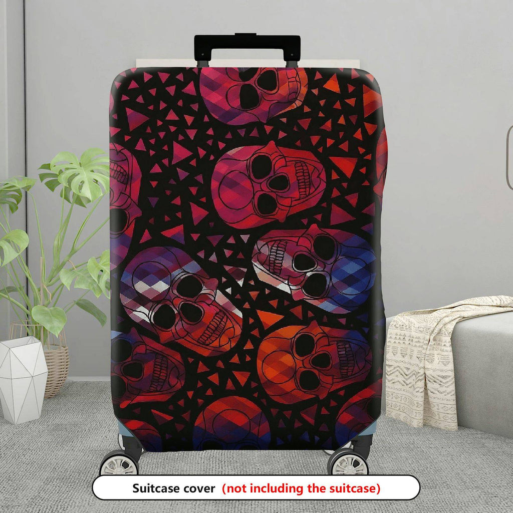 1-Piece Skull Pattern Abstract Geometric Colorful Halloween  Suitcase Luggage Cover, Stretch Protective Sleeve