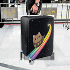 1-Piece Cute Cat Rainbow Galaxy Starry Night Cosmic  Suitcase Luggage Cover, Stretch Protective Sleeve