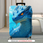 1-Piece Dragon Fantasy Blue Ocean Mythical Creature Artistic  Suitcase Luggage Cover, Stretch Protective Sleeve