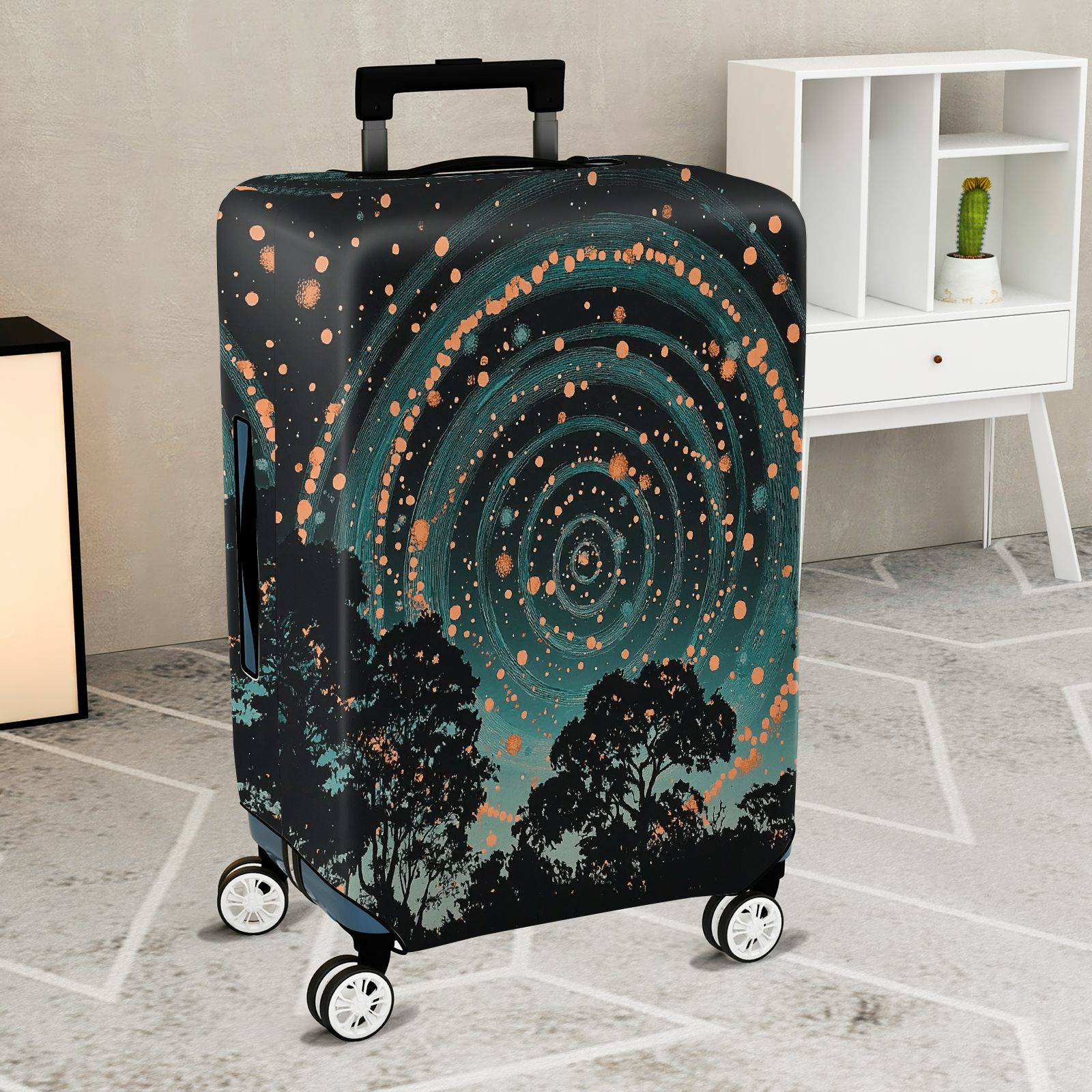 1-Piece Starry Night Forest Abstract Artistic Cosmic Sky  Suitcase Luggage Cover, Stretch Protective Sleeve