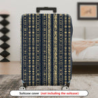 1-Piece Elegant Geometric Pattern Vertical Stripes Blue Gold  Suitcase Luggage Cover, Stretch Protective Sleeve