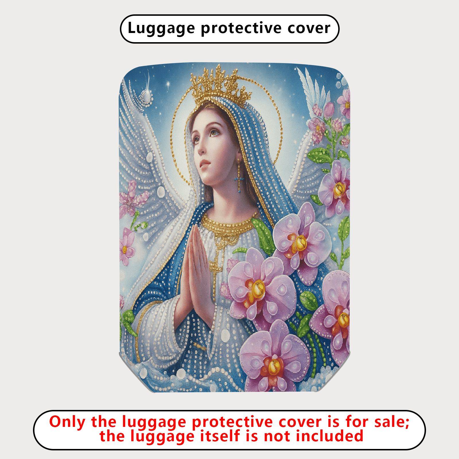 1-Piece Angel Floral Crown Orchid Praying Halo Religious  Suitcase Luggage Cover, Stretch Protective Sleeve