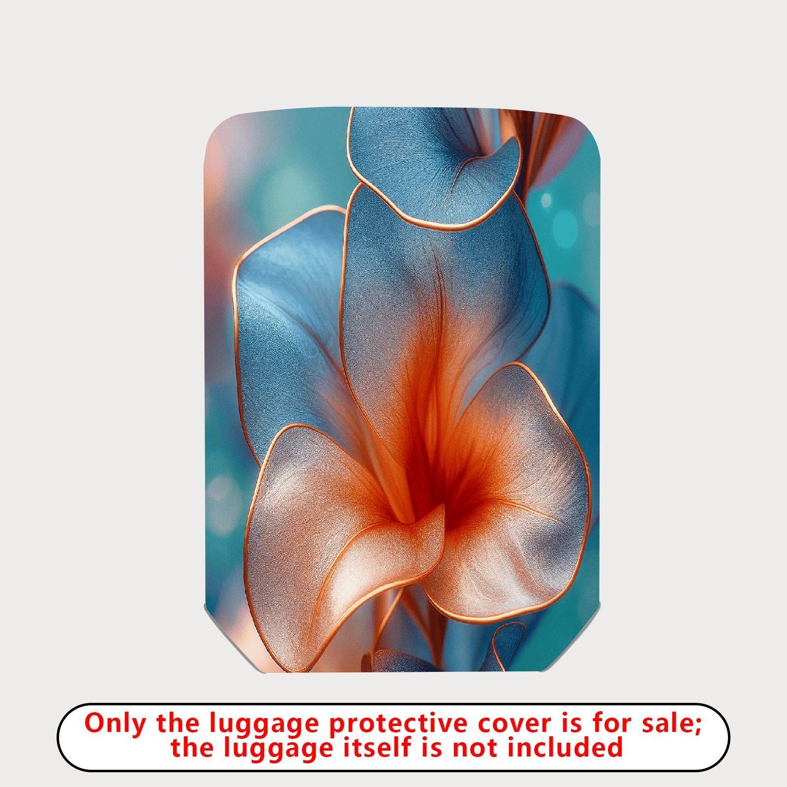 1-Piece Abstract Floral Blue Orange Artistic Luggage  Suitcase Luggage Cover, Stretch Protective Sleeve