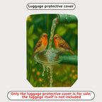 1-Piece Birds Nature Watercolor Pipe Green Artistic  Suitcase Luggage Cover, Stretch Protective Sleeve