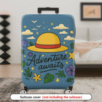 1-Piece Adventure Awaits Floral Hat Cloud Star  Suitcase Luggage Cover, Stretch Protective Sleeve