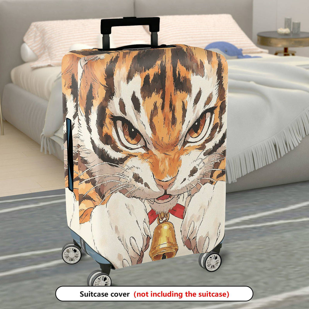 1-Piece Animal Tiger Pattern Protector Bells Ears Whiskers  Suitcase Luggage Cover, Stretch Protective Sleeve