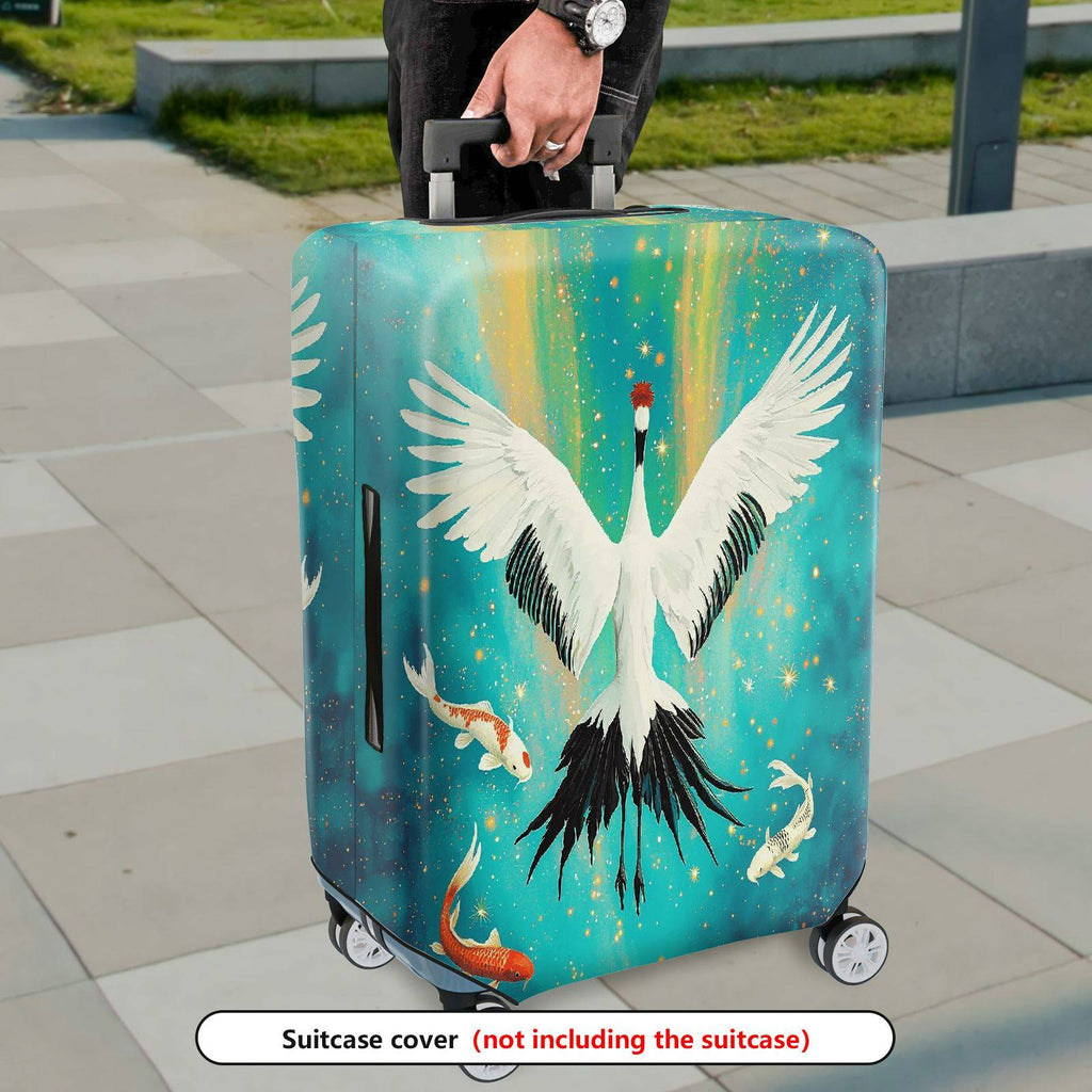 1-Piece Crane Fish Starry Sky Colorful Artistic Nature  Suitcase Luggage Cover, Stretch Protective Sleeve