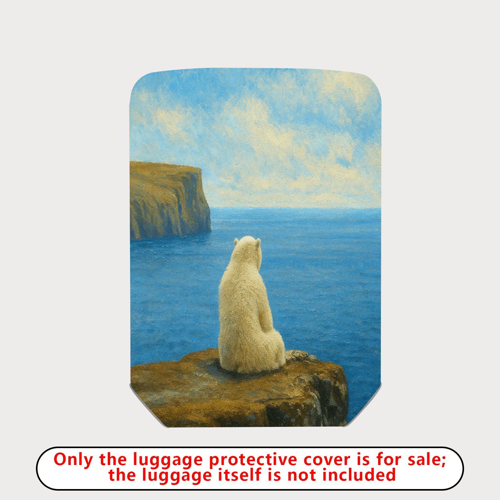 1-Piece Polar Bear Ocean Cliff Relaxation Serenity Artistic  Suitcase Luggage Cover, Stretch Protective Sleeve
