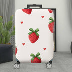 1-Piece Strawberry Heart Love White Red Green Pattern  Suitcase Luggage Cover, Stretch Protective Sleeve