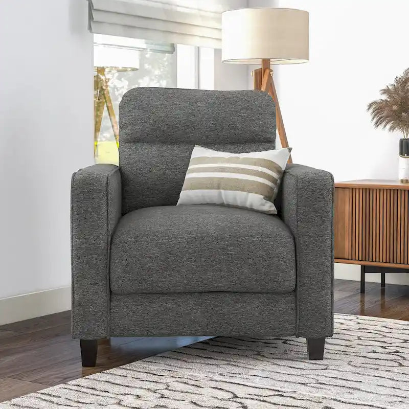 Wystan Contemporary Track Arms Chair with Solid Wood Tapered Legs, Upholstered Fabric Single Sofa Chair by Furniture of America