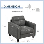 Wystan Contemporary Track Arms Chair with Solid Wood Tapered Legs, Upholstered Fabric Single Sofa Chair by Furniture of America