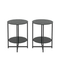 2-piece set (Black) Tempered Glass End Table, Round Coffee Table for Bedroom Living Room Office