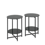 2-piece set (Black) Tempered Glass End Table, Round Coffee Table for Bedroom Living Room Office