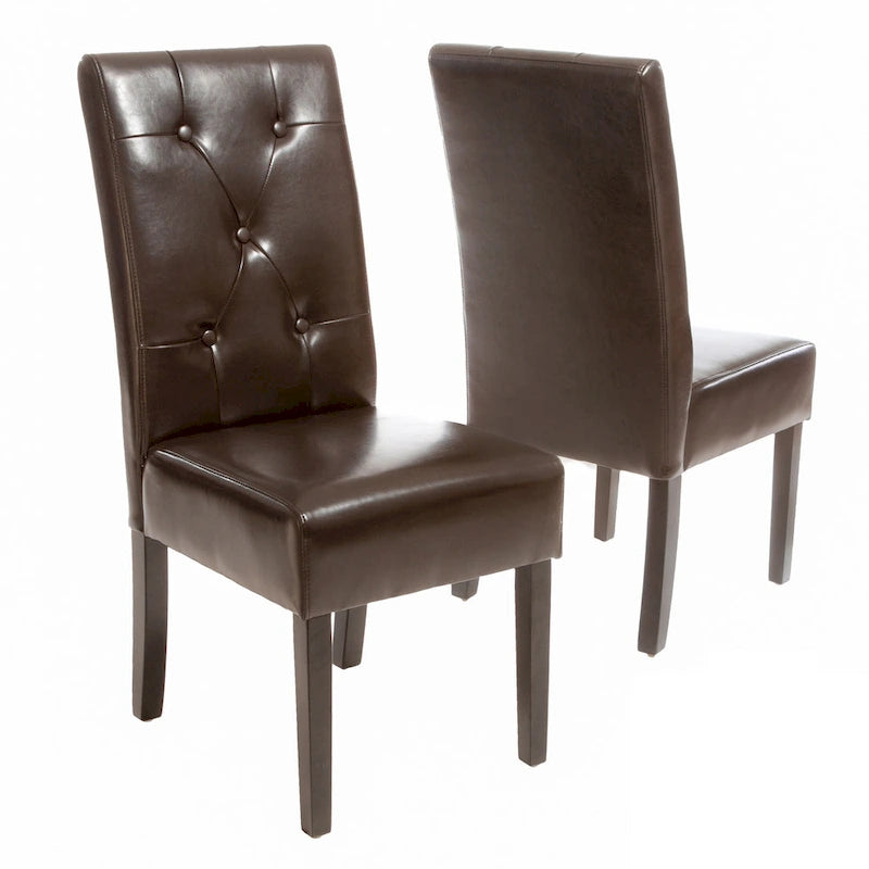 Taylor Brown Bonded Leather Dining Chair (Set of 2) by Christopher Knight Home