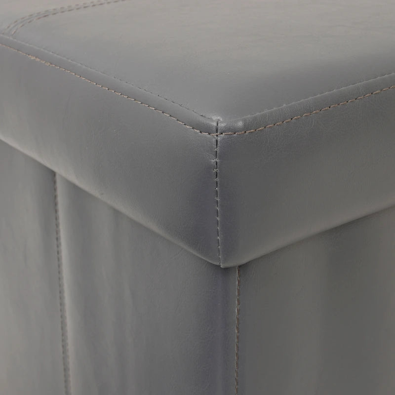 American Furniture Classics Model Foldable Tufted Storage Bench - Gunmetal Gray