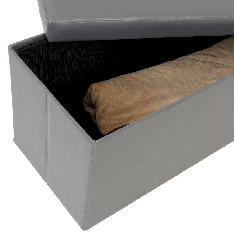 American Furniture Classics Model Foldable Tufted Storage Bench - Gunmetal Gray