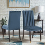 Noricum Velvet Channel Back Dining Chairs (Set of 2)