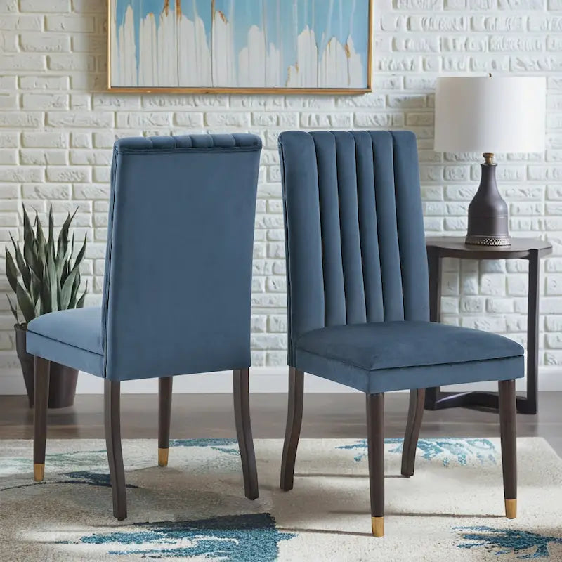 Noricum Velvet Channel Back Dining Chairs (Set of 2)