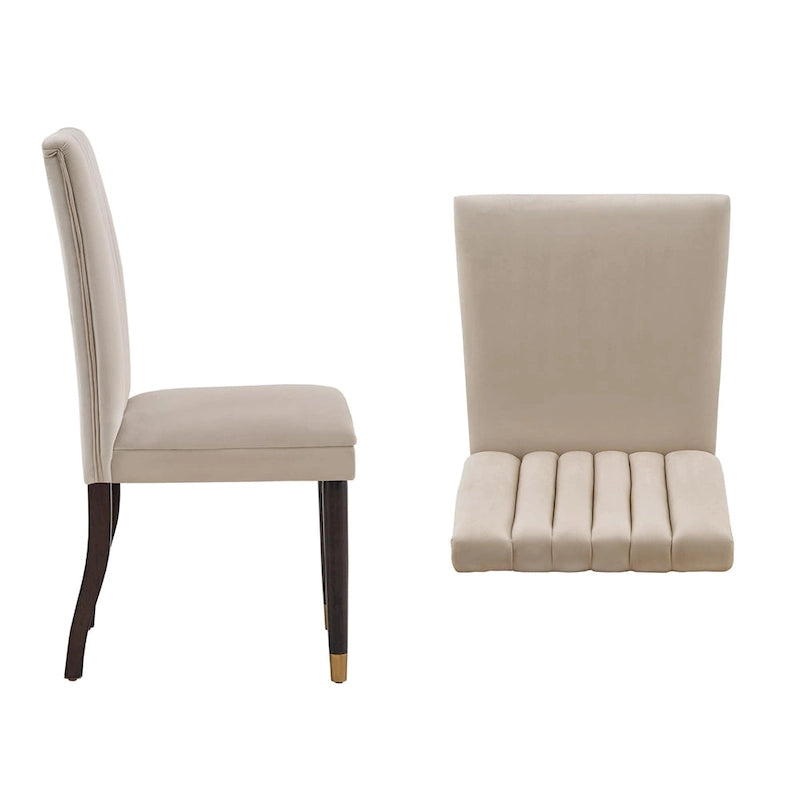 Noricum Velvet Channel Back Dining Chairs (Set of 2)