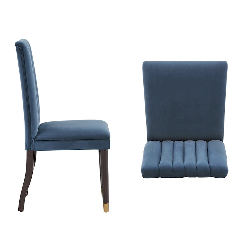 Noricum Velvet Channel Back Dining Chairs (Set of 2)