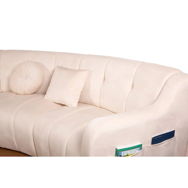 Velvet Curved sofa 3 Seats Symmetrical Modular legless sofa Corner Sectional Round couches - 127
