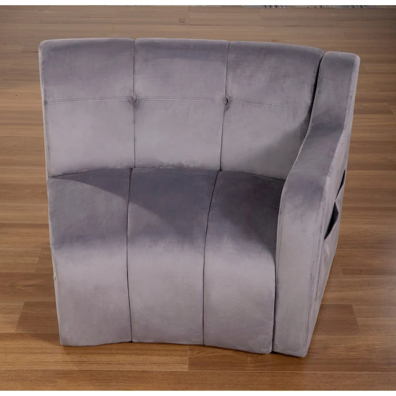 Velvet Curved sofa 3 Seats Symmetrical Modular legless sofa Corner Sectional Round couches - 127