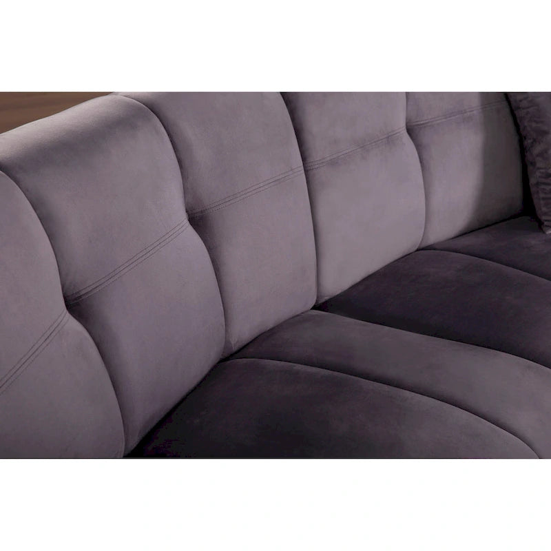 Velvet Curved sofa 3 Seats Symmetrical Modular legless sofa Corner Sectional Round couches - 127