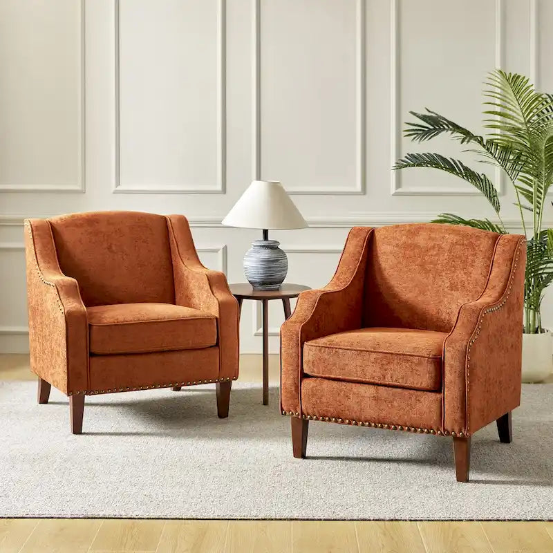 Lucretius Armchair with Nailhead Trim Set of 2 by HULALA HOME